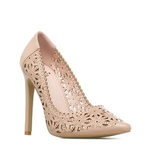 SHOEDAZZLE Cheska pale nude pink all purpose heels